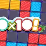 Barevné bloky různých tvarů a barev uspořádané do mřížky s nápisem 10x10!