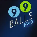Čísla devět na modrých a zelených kruzích s nápisem BALLS EVO na tmavě modrém pozadí