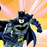 Ilustrace superhrdiny v černém obleku s pláštěm a netopýřím symbolem na hrudi