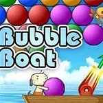 Na obrázku je pes na loďce s kanónem a na obloze barevné bubliny a kreslený pták