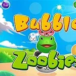 Barevné postavičky připomínající zvířata pod modrou oblohou s názvem Bubble Zoobies