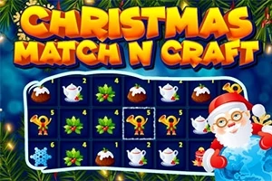 Vánoční motiv s herní mřížkou obsahující symboly jako sněhové vločky, šálky a vánoční dekorace s obrázkem Santa Clause