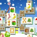 Vánoční motiv s dlaždicemi obsahujícími symboly jako čepice Santa Clause, dárky, perníčky, měsíc a zvonky na zimním pozadí