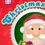 Santa Claus s vánočními dárky a cukrovou hůlkou na pozadí s nápisem Christmas Words