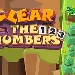 Barevná ilustrace s lesní krajinou a nápisem Clear the Numbers s čísly 1, 2, 3 v rámečcích