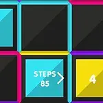 Barevná mřížka s čísly a nápisem STEPS 85