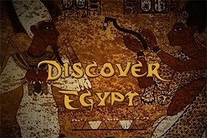 Egyptský motiv s malbou dvou postav a nápisem DISCOVER EGYPT