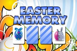 Kreslený obrázek s názvem Easter Memory, velikonočními vejci a králíkem