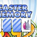 Kreslený obrázek s názvem Easter Memory, velikonočními vejci a králíkem