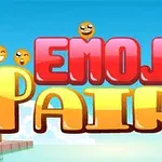 Barevný nápis Emoji Pairs s různými emotikony na modrém pozadí s oblaky