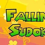 Barevné pozadí s nápisem Falling Sudoku v zeleném graffiti stylu