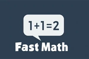 Textová bublina s jednoduchou matematickou rovnicí 1+1=2 nad nápisem Fast Math