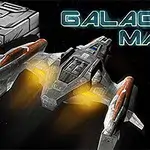 Vesmírná loď letící mezi vesmírnými bloky s nápisem Galactic Maze nahoře