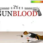 Postava v šátku střílí na ležící postavu na zemi s nápisem Gunblood nahoře
