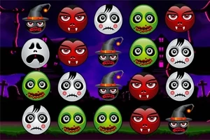 Barevné strašidelné obličeje s halloweenovými motivy včetně upírů a čarodějnic na tmavém pozadí
