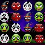 Barevné strašidelné obličeje s halloweenovými motivy včetně upírů a čarodějnic na tmavém pozadí