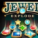 Jedenáct barevných drahokamů na tmavém pozadí s nápisem Jewel Explode