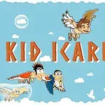 Dítě s křídly letí oblohou s pilíři, balónkem a klíčem vedle něj, na pozadí modré oblohy s mraky