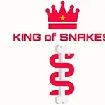 Červená koruna a nápis KING OF SNAKES s hadovitým tvarem uprostřed