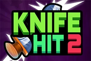 Nápis KNIFE HIT 2 s obrázkem nože na fialovém pozadí