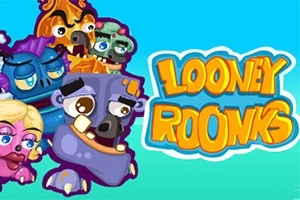 Barevné kreslené postavičky s nápisem Looney Roons na modrém pozadí