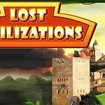 Název Lost Civilizations na oranžovém pozadí s obrázkem starobylého hradu a lesnaté krajiny