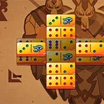 Barevná domino v křížovém uspořádání na pozadí s egyptskými motivy