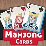 Tři hrací karty s králem, královnou a klukem, s nápisem Mahjong Cards