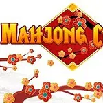 Červená diamantová deska s nápisem Mahjong Chain obklopená květy na větvích