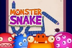 Barevná kreslená ilustrace s nápisem Monster Snake a různými kreslenými příšerami na popředí