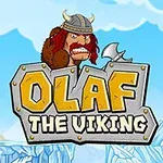 Viking s helmou a sekerou nad nápisem na ledovém pozadí