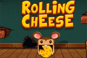 Myš držící sýr stojí před zdí s nápisem ROLLING CHEESE