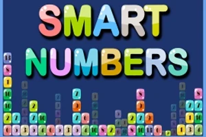 Nápis SMART NUMBERS s pestrobarevnými čísly ve sloupcích na tmavě modrém pozadí
