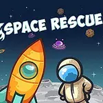 Kosmonaut ve skafandru stojí vedle rakety na povrchu měsíce s vesmírnými loděmi a meteory v pozadí