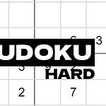 Částečně vyplněná mřížka sudoku s nadpisem Sudoku Hard uprostřed