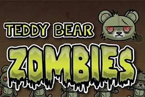 Název Teddy Bear Zombies s obrázky kreslených zombí medvídků na tmavém pozadí