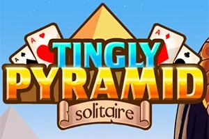 Logo s kartami a pyramidou na modrém pozadí