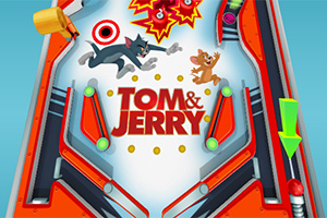 Tom a Jerry na barevném pinballovém automatu s terčem a tlačítkem