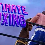 Dva boxeři bojují v ringu pod nápisem Ultimate Boxing na modrofialovém pozadí