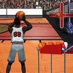 Basketbalista číslo 88 v bílém dresu střílí na koš na barevně zvýrazněném basketbalovém hřišti s davem v pozadí