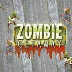 Zelení kreslení zombie postavičky na šedém pozadí s nápisem Zombie Getaway