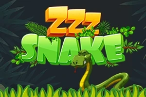 Barevný název ZZZ SNAKE s kresleným hadem v pozadí tropické vegetace