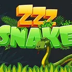 Barevný název ZZZ SNAKE s kresleným hadem v pozadí tropické vegetace